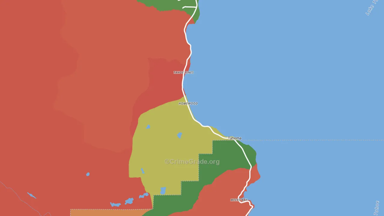 Homewood, CA Map of Robbery Rates