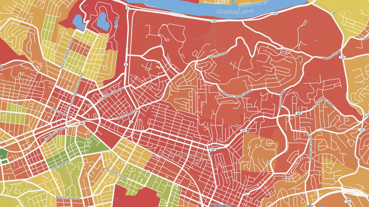 Homewood North, Pittsburgh, PA Map of Robbery Rates