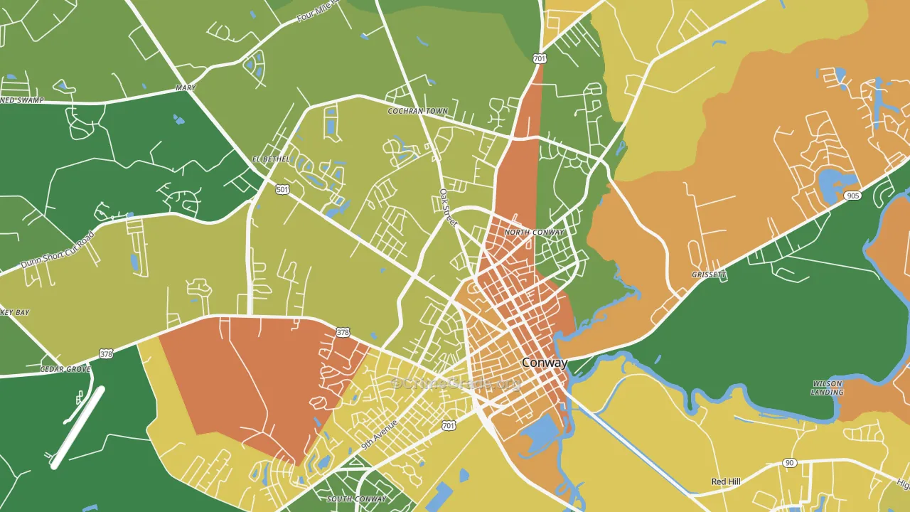 Homewood, SC Map of Robbery Rates