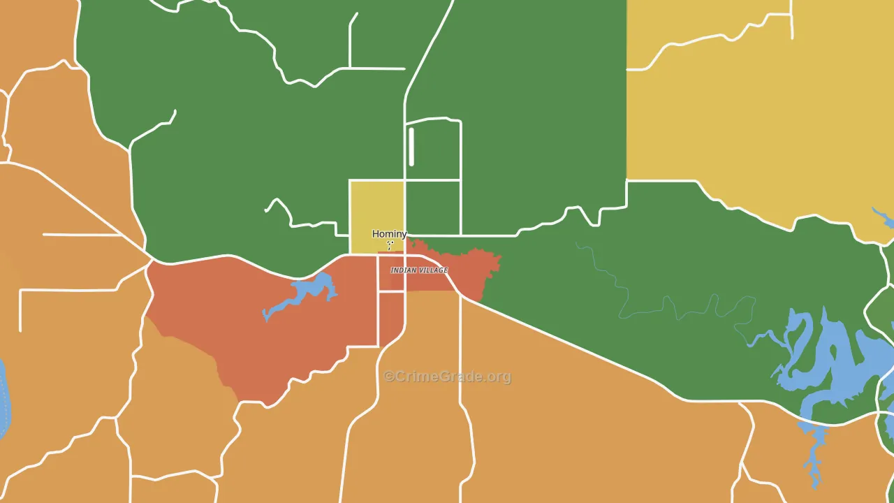 Hominy, OK Map of Robbery Rates