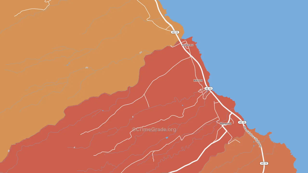 Honaunau, HI Map of Robbery Rates