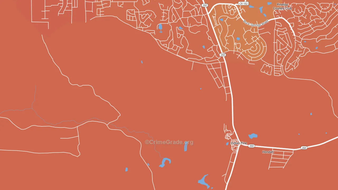 Hondah, AZ Map of Robbery Rates