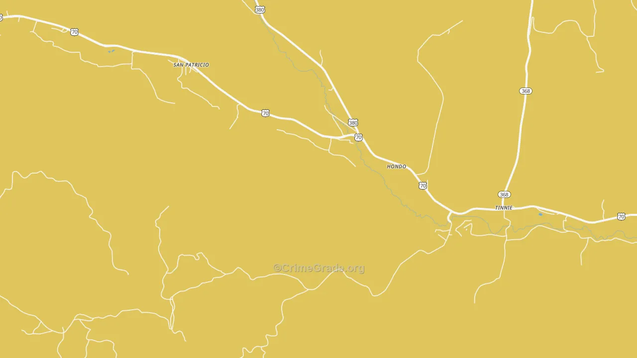 Hondo, NM Map of Robbery Rates