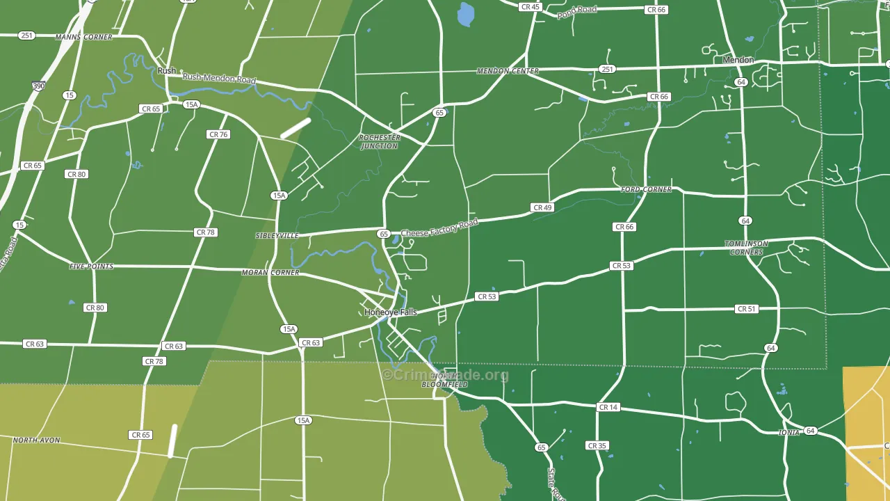 Honeoye Falls, NY Map of Robbery Rates