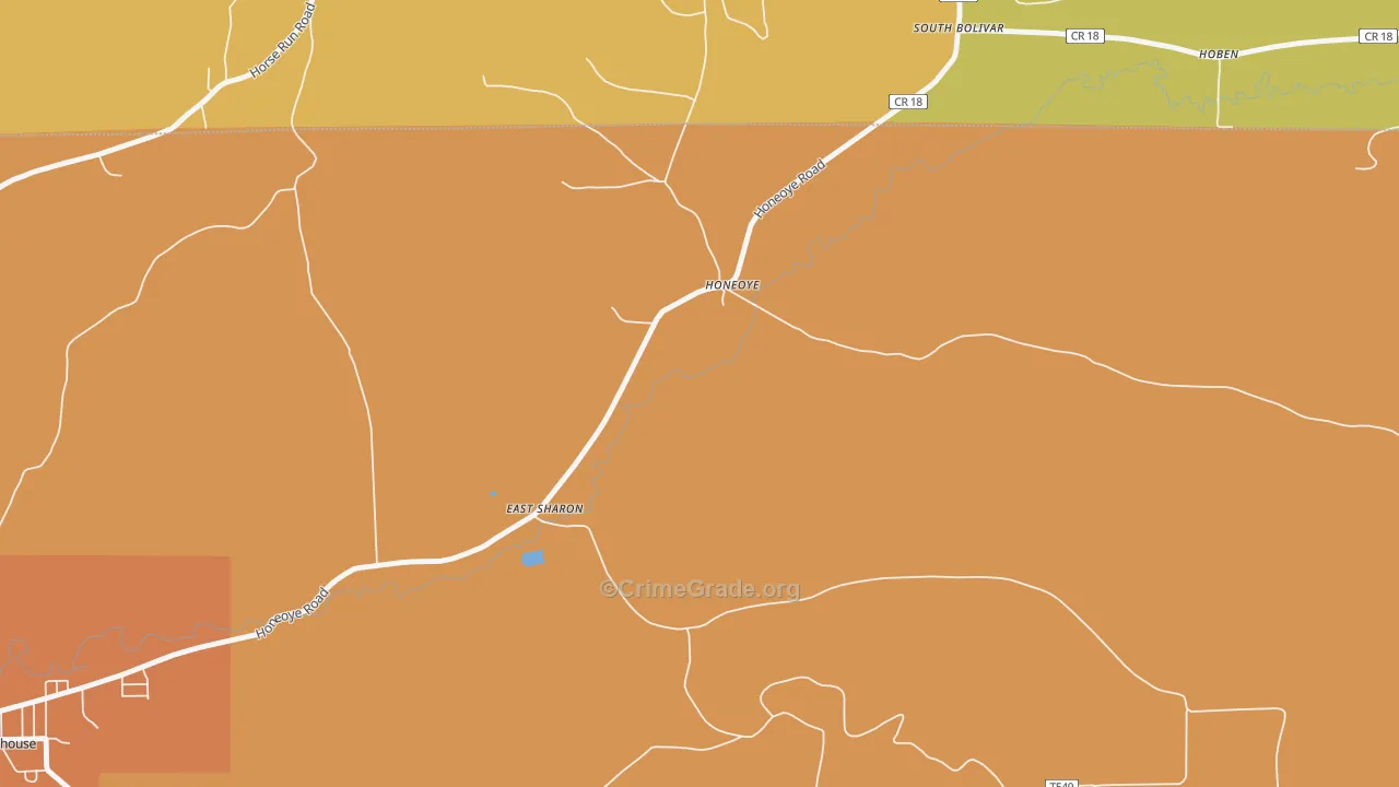 Honeoye, PA Map of Robbery Rates