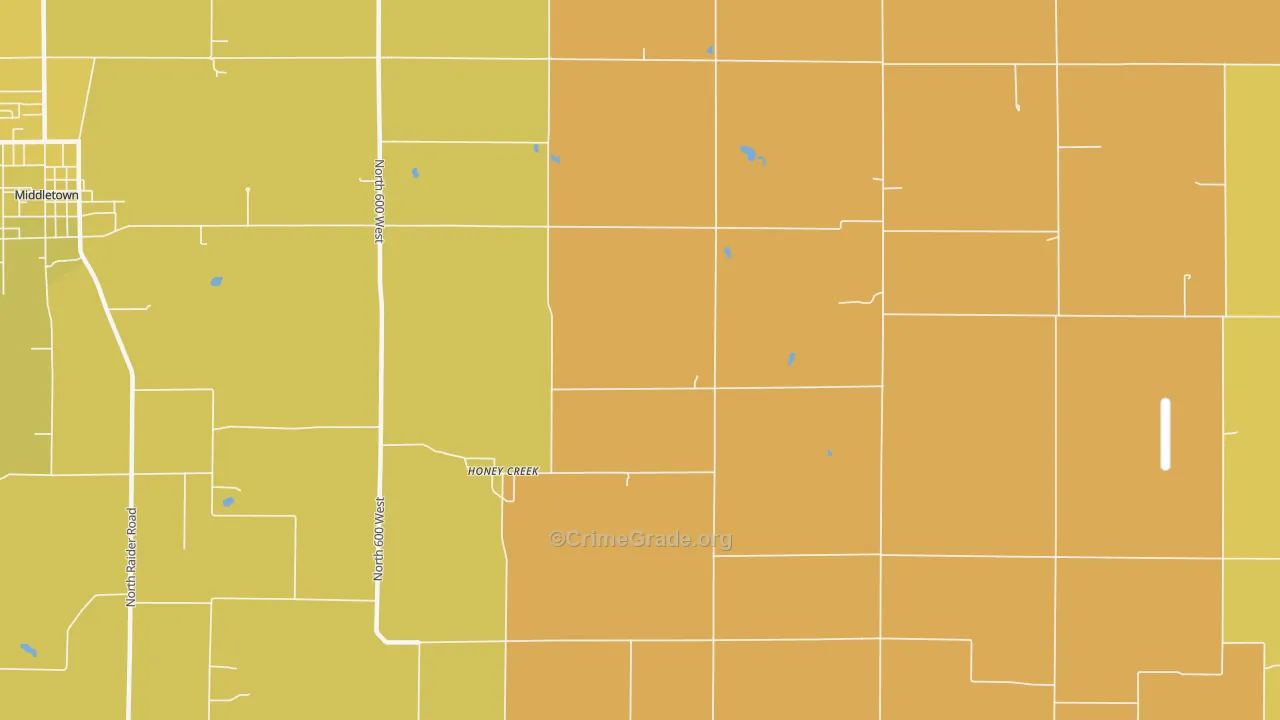 Honey Creek, IN Map of Robbery Rates