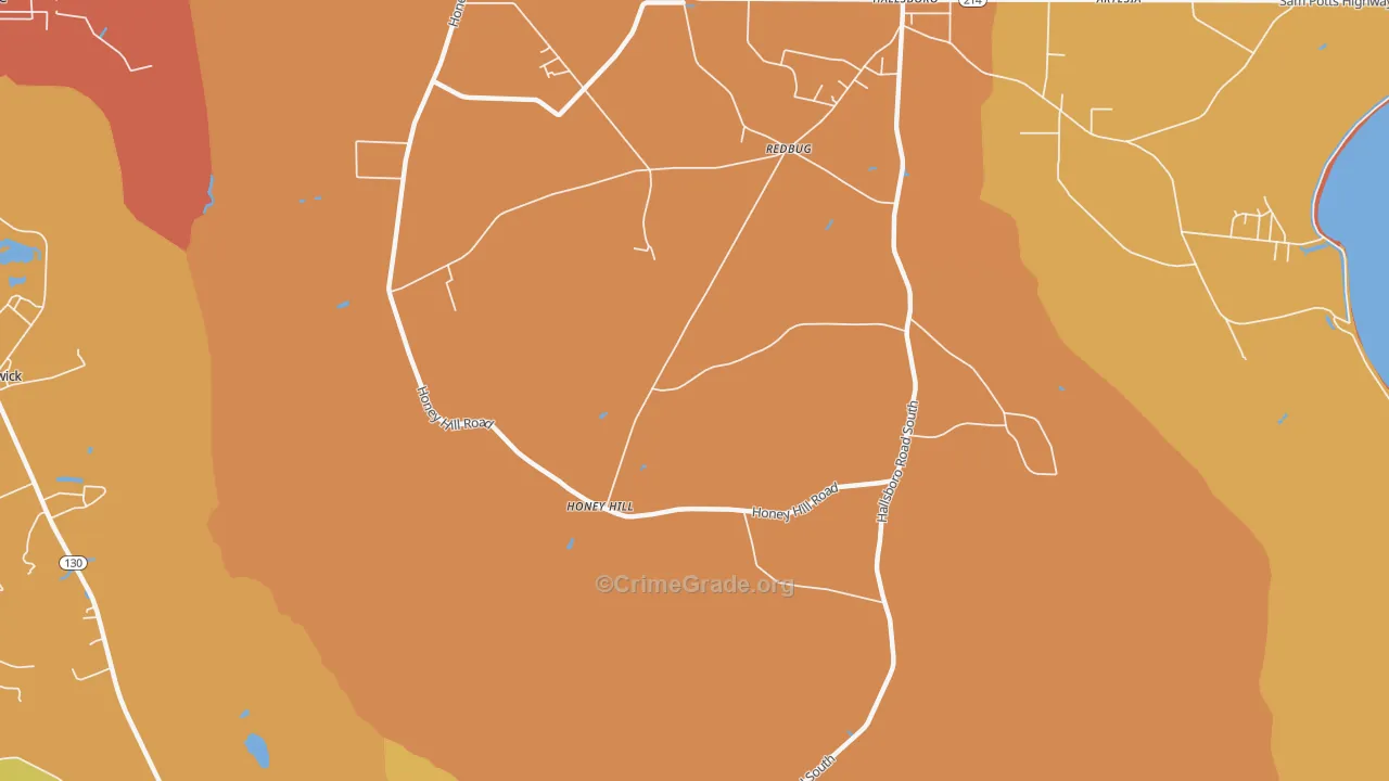 Honey Hill, NC Map of Robbery Rates