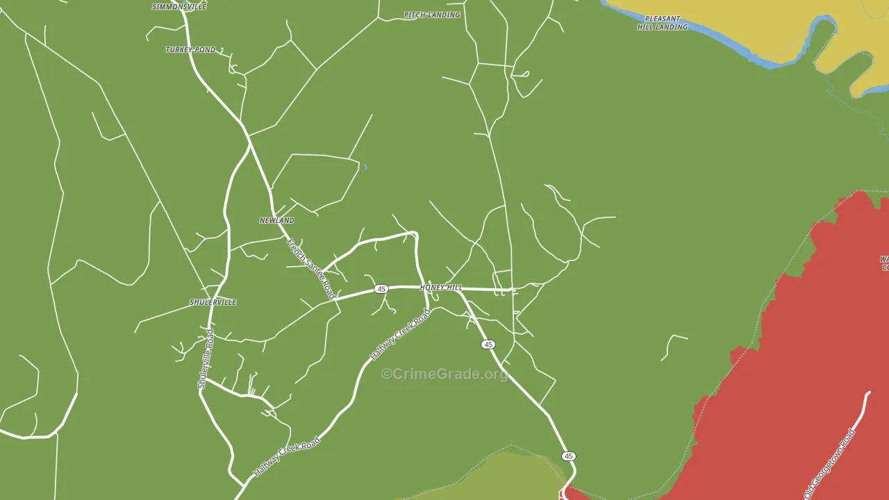 Honey Hill, SC Map of Robbery Rates