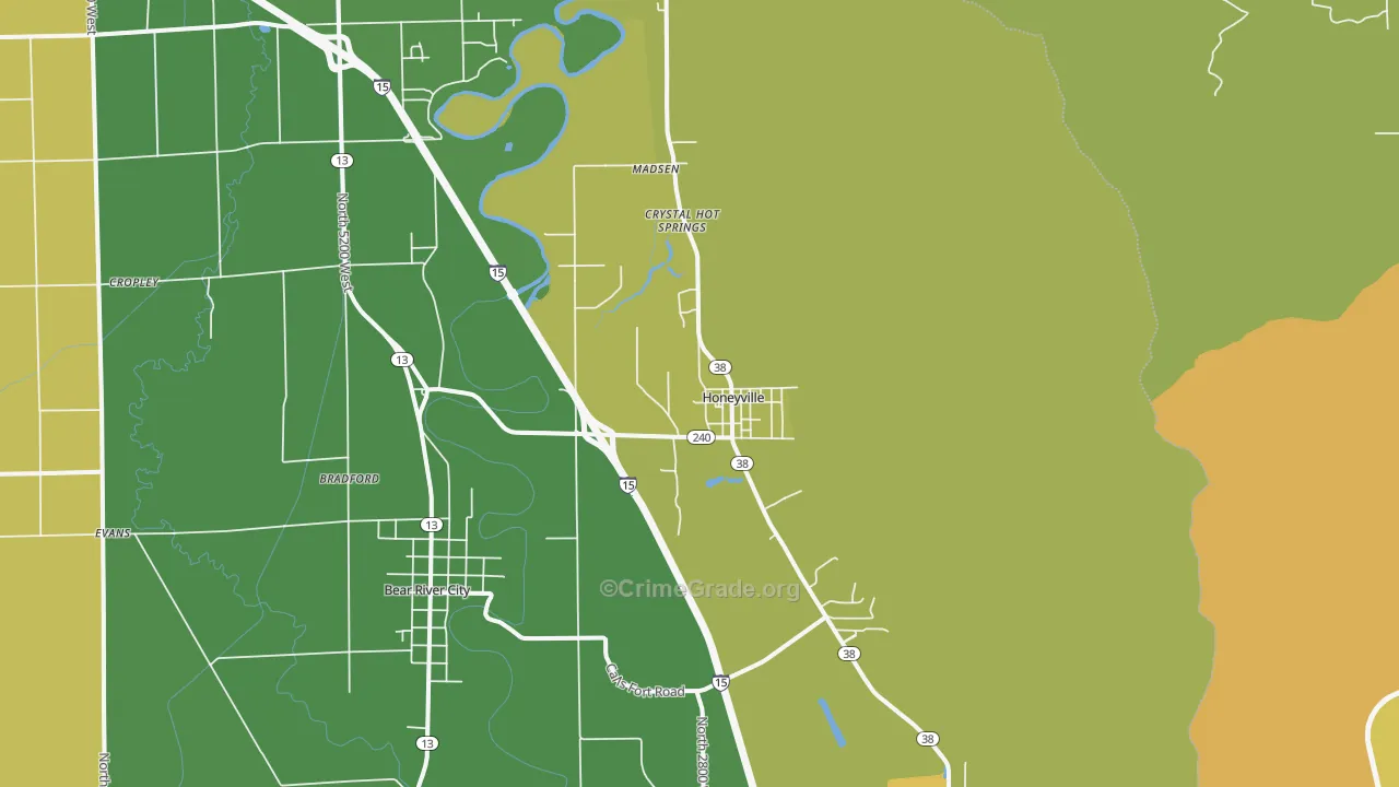 Honeyville, UT Map of Robbery Rates