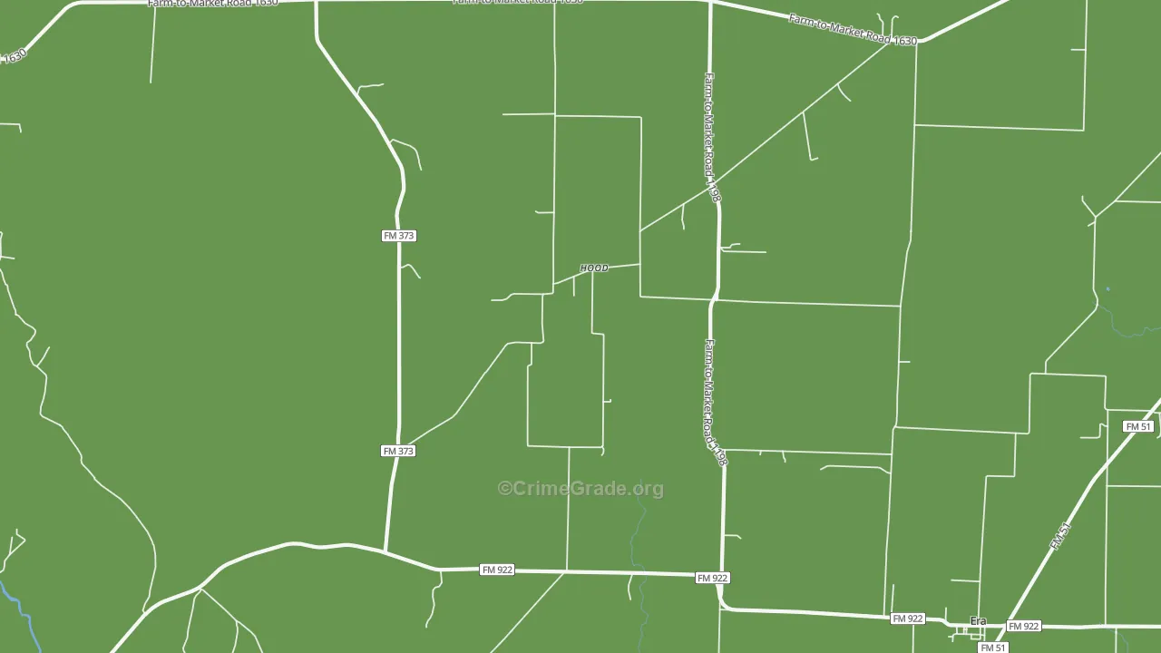 Hood, TX Map of Robbery Rates