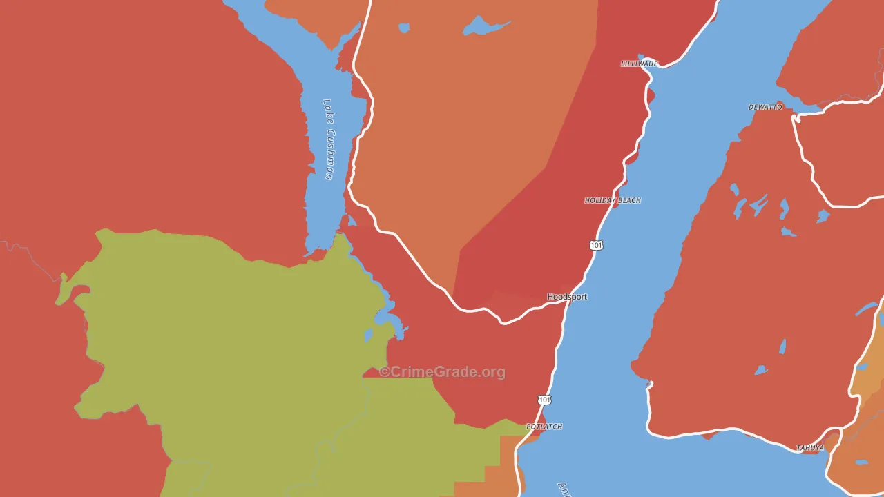 Hoodsport, WA Map of Robbery Rates