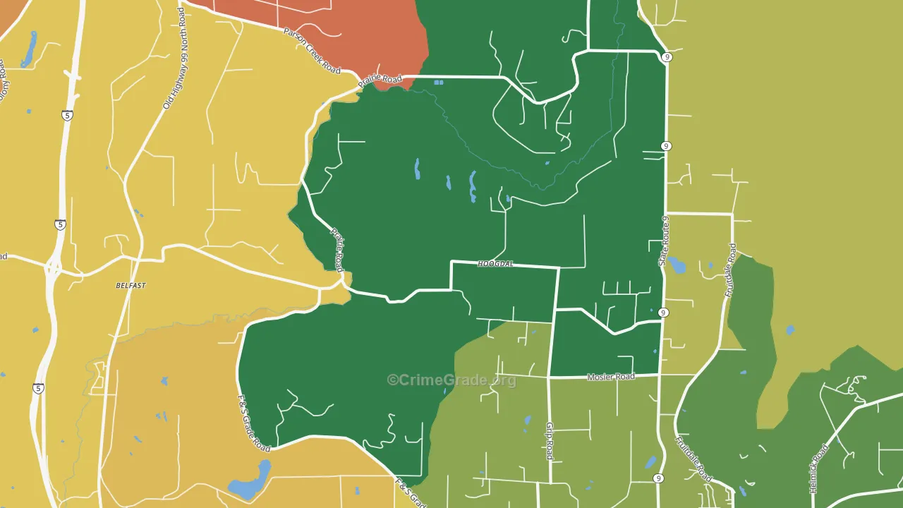 Hoogdal, WA Map of Robbery Rates