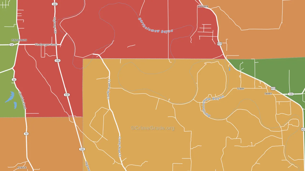 Hooker, AR Map of Robbery Rates