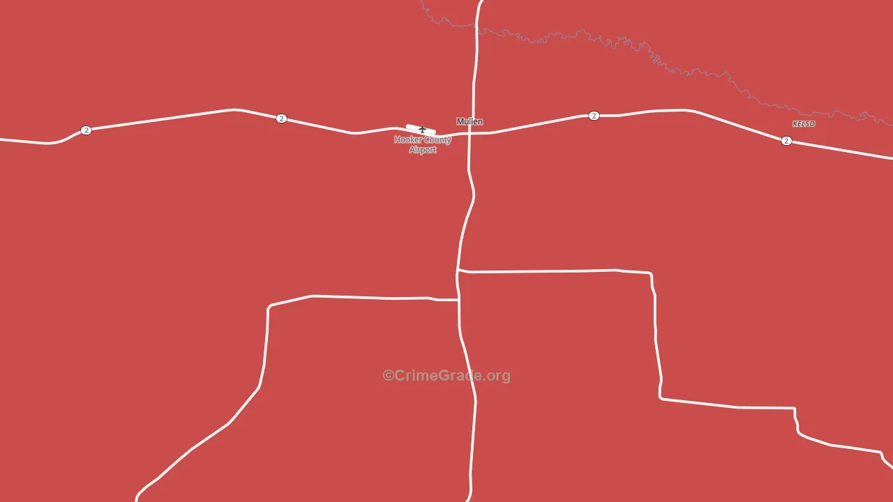 Hooker County, NE Map of Robbery Rates