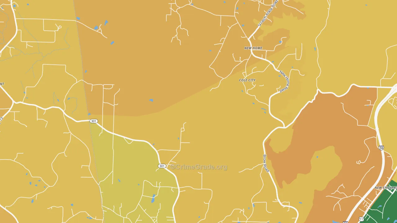 Hooker, GA Map of Robbery Rates