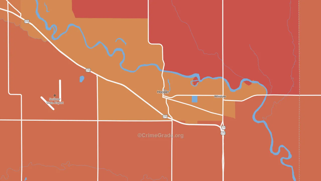 Hooper, NE Map of Robbery Rates