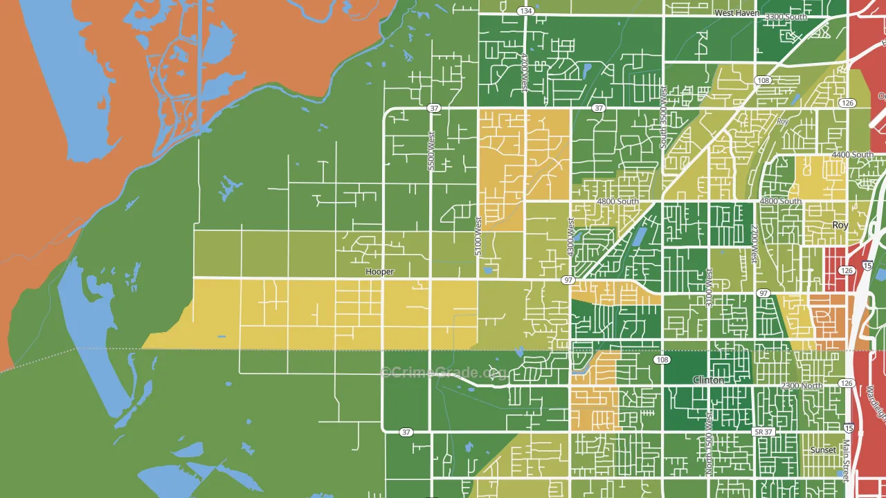Hooper, UT Map of Robbery Rates