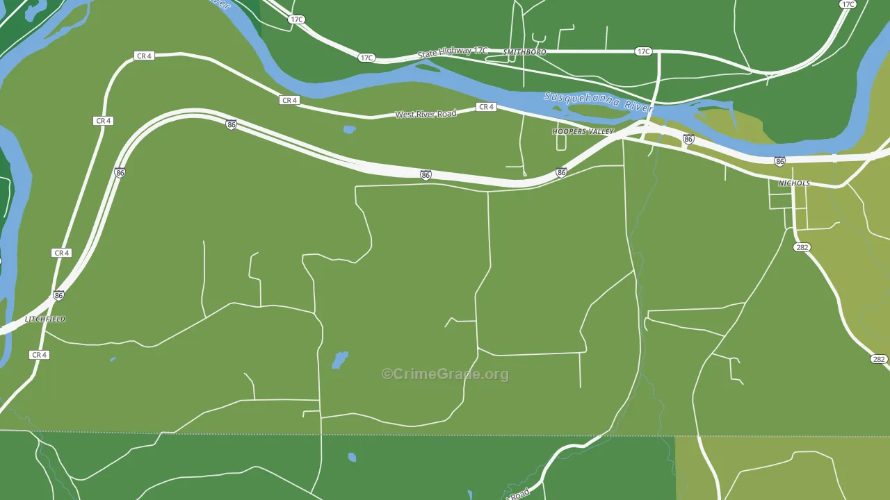 Hoopers Valley, NY Map of Robbery Rates