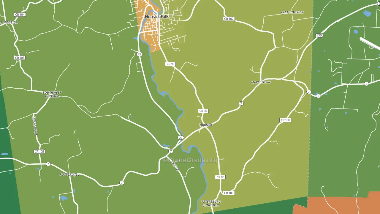 Hoosick, NY Map of Robbery Rates