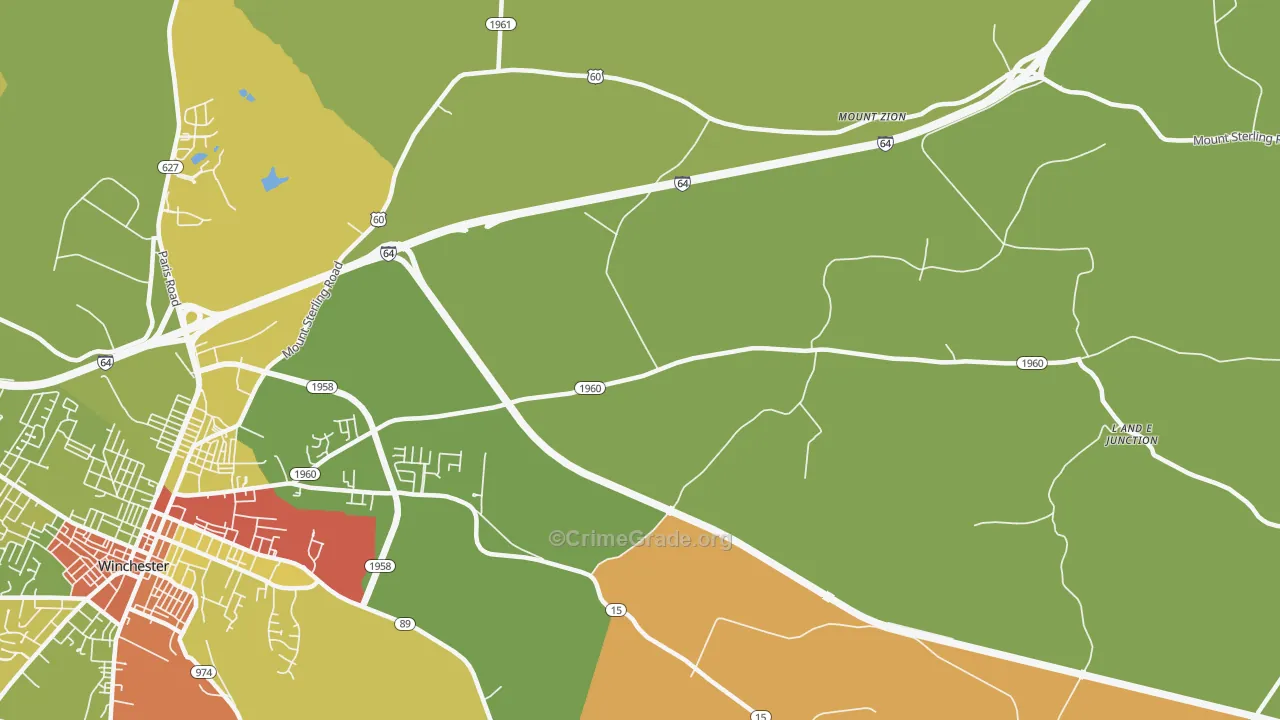 Hootentown, KY Map of Robbery Rates