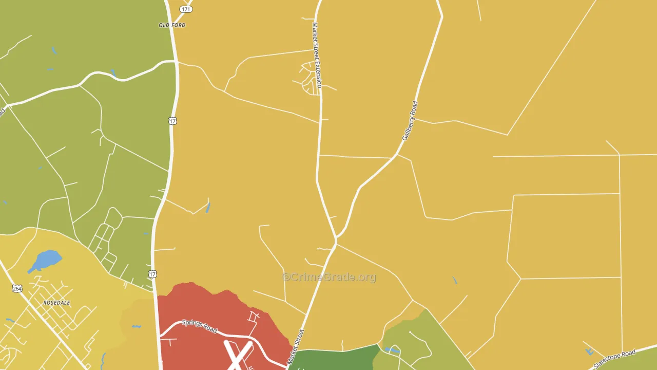 Hootentown, NC Map of Robbery Rates