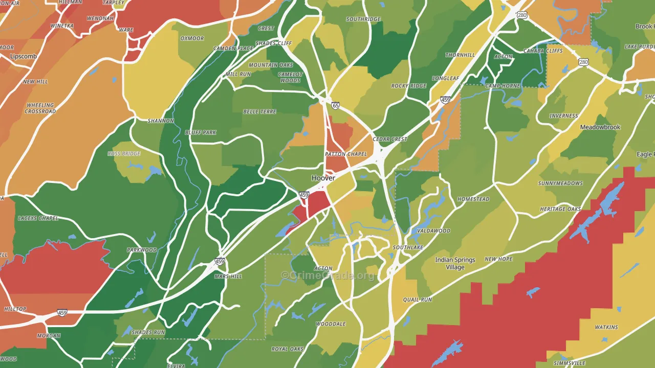 Hoover, AL Map of Robbery Rates