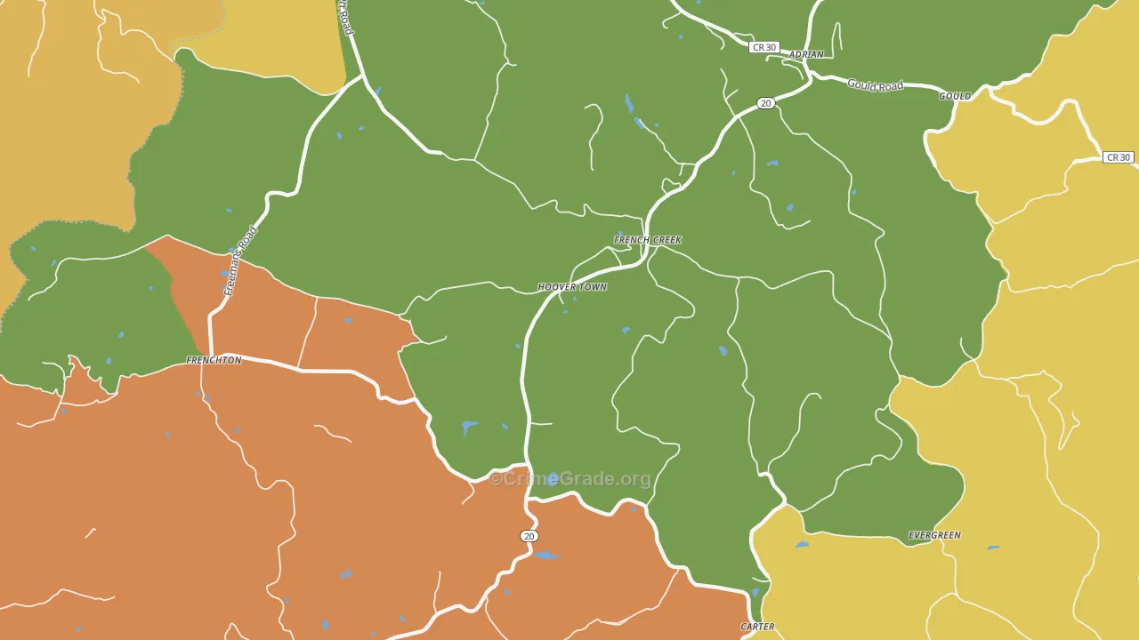 Hoover Town, WV Map of Robbery Rates