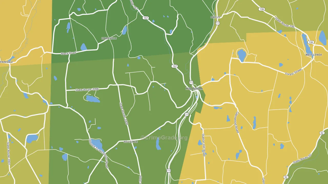 Hop Bottom, PA Map of Robbery Rates