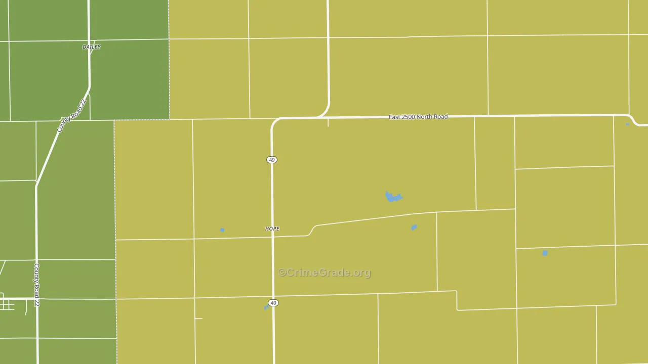 Hope, IL Map of Robbery Rates