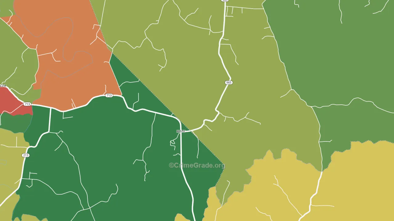 Hope, KY Map of Robbery Rates