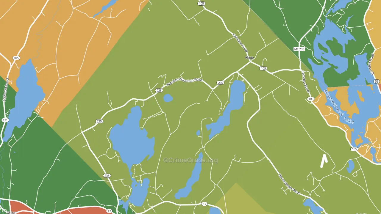 Hope, ME Map of Robbery Rates