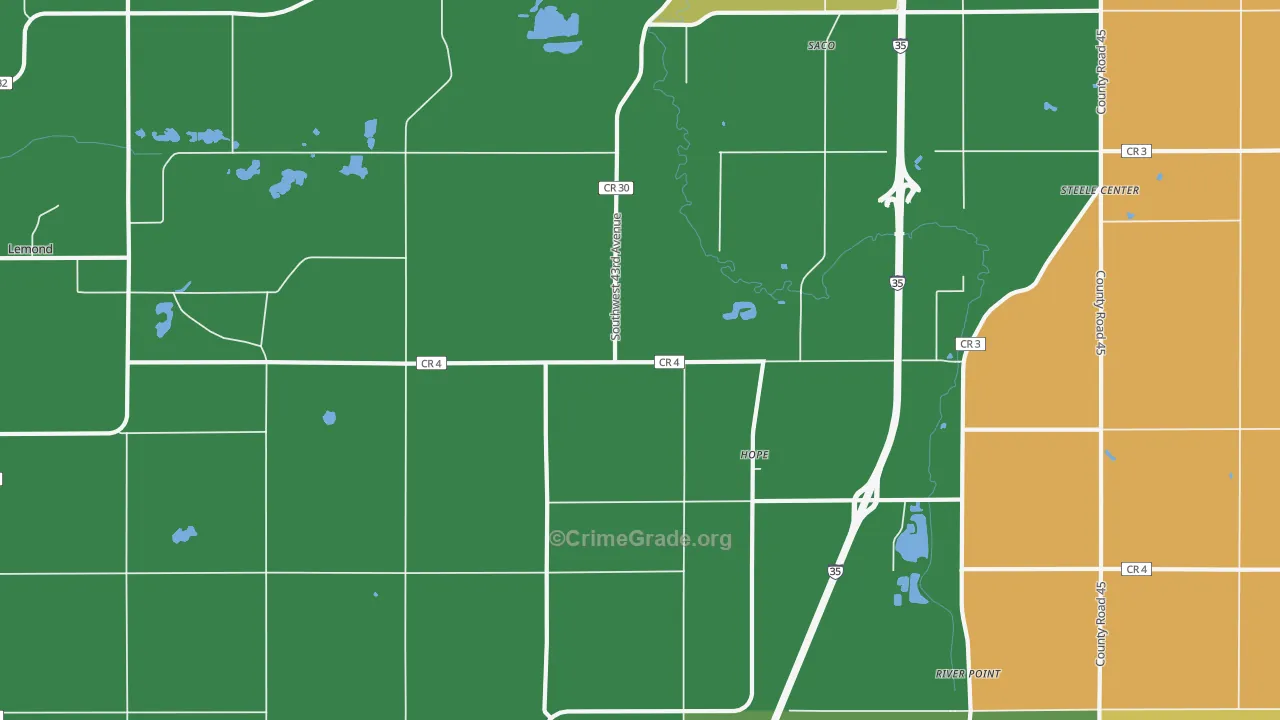 Hope, MN Map of Robbery Rates