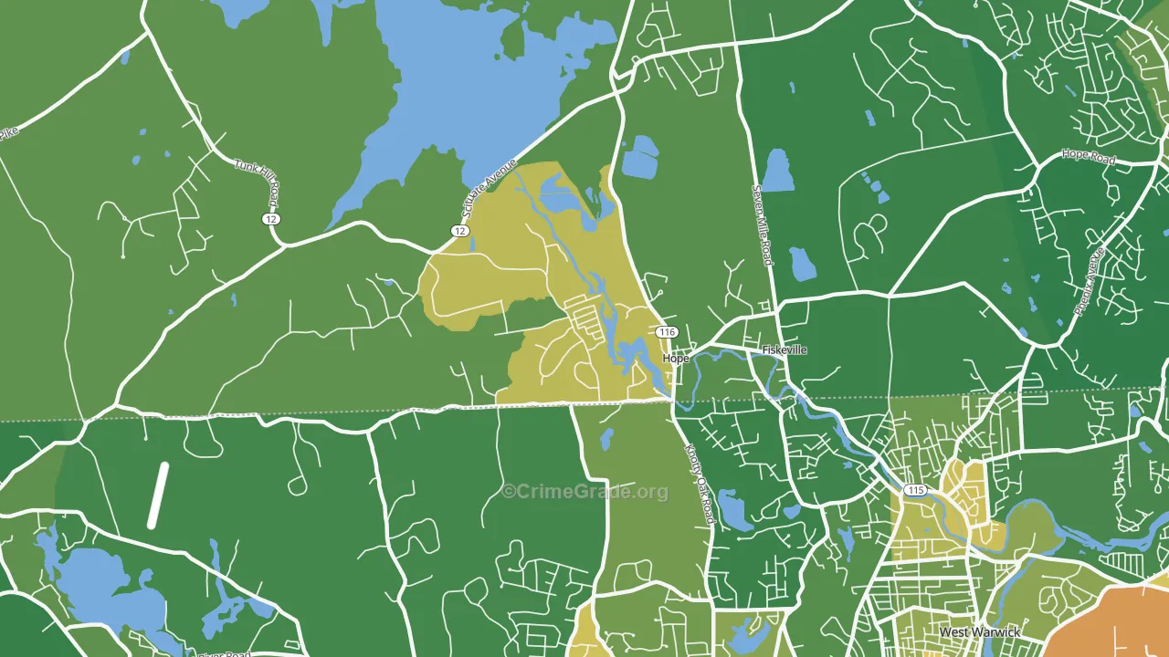 Hope, RI Map of Robbery Rates