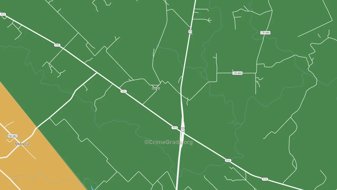 Hope, TX Map of Robbery Rates