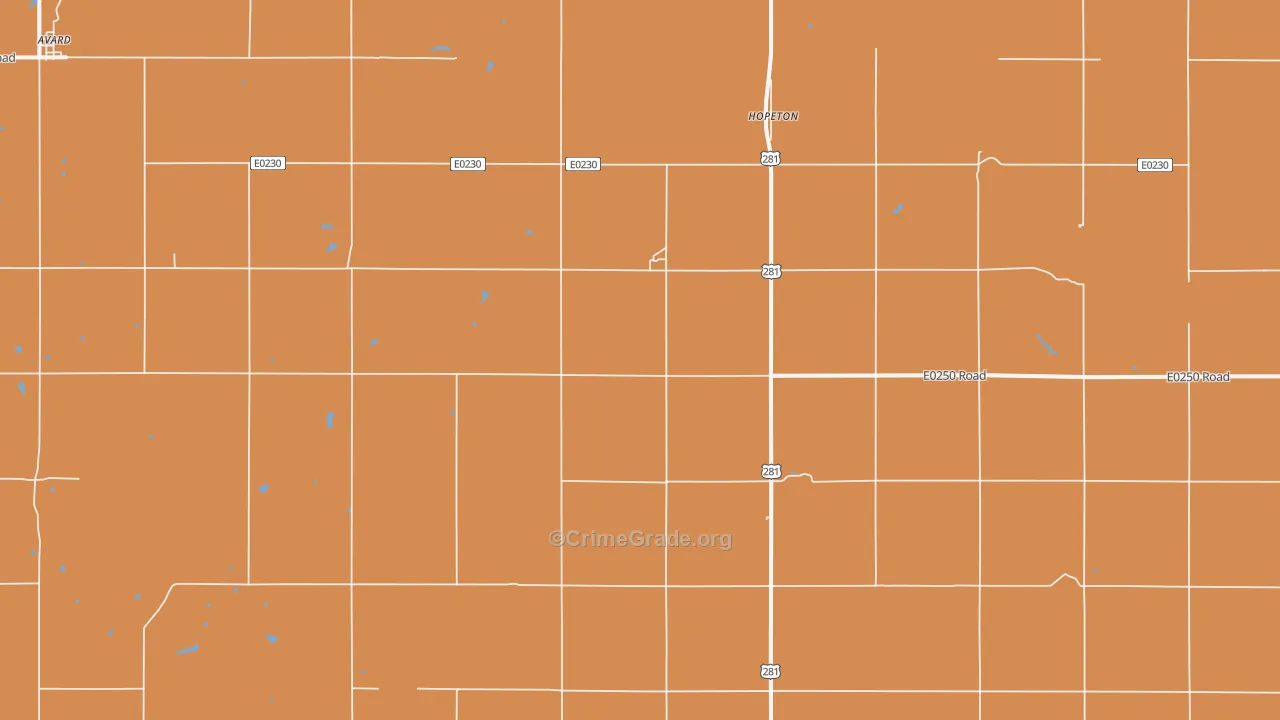 Hopeton, OK Map of Robbery Rates