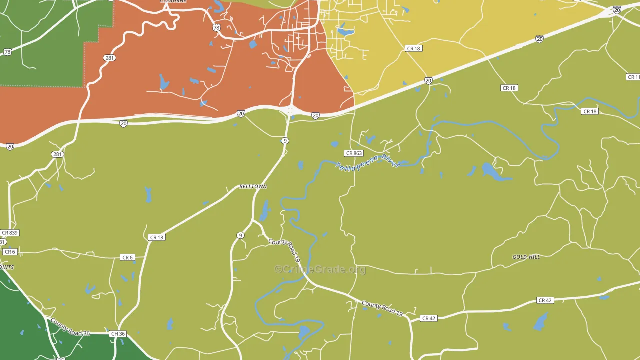 Hopewell, AL Map of Robbery Rates