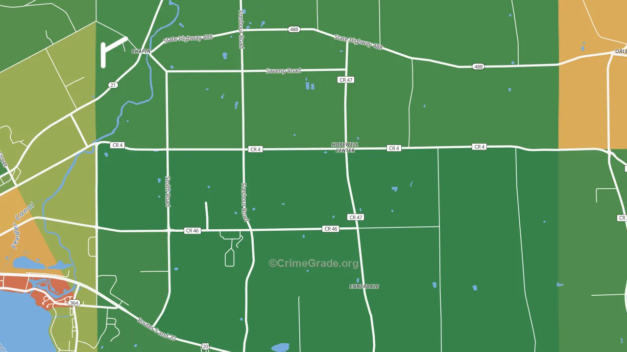 Hopewell Center, NY Map of Robbery Rates