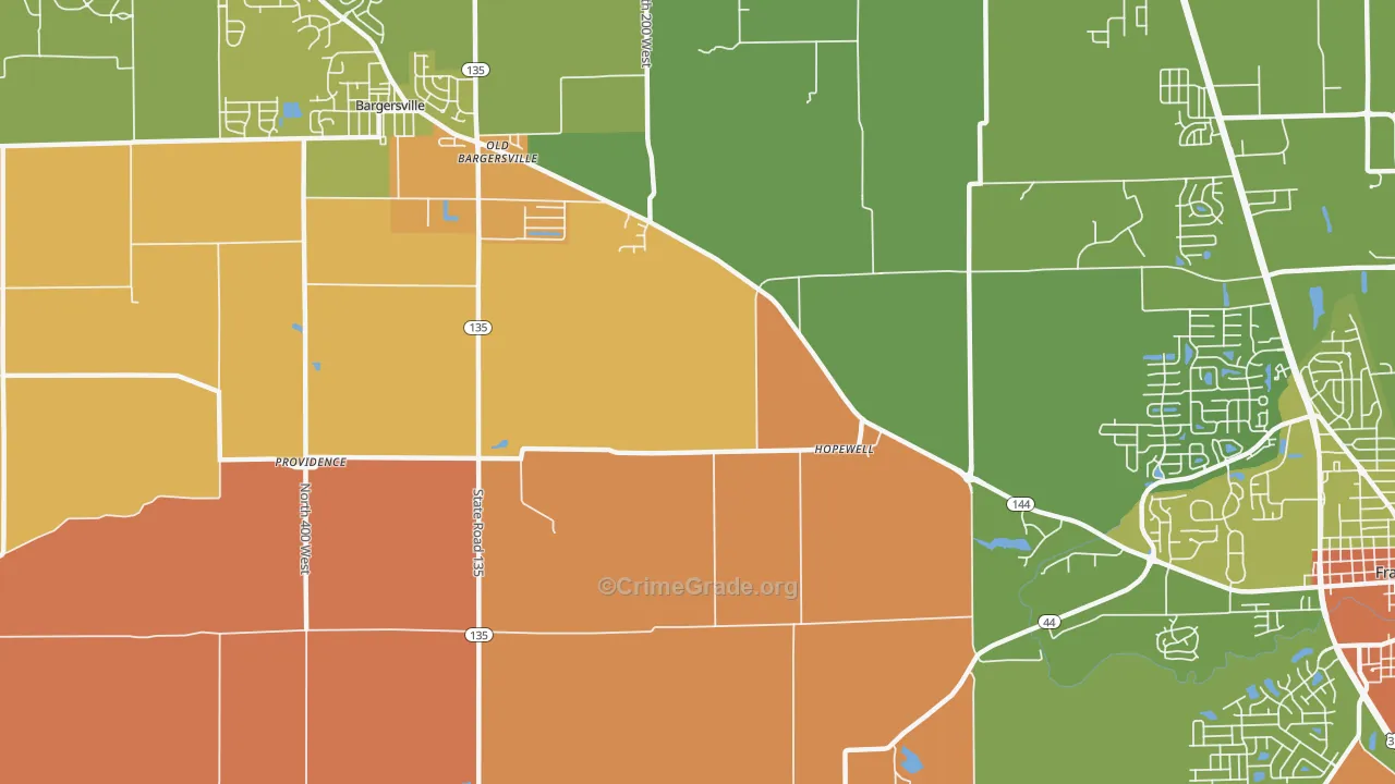 Hopewell, IN Map of Robbery Rates