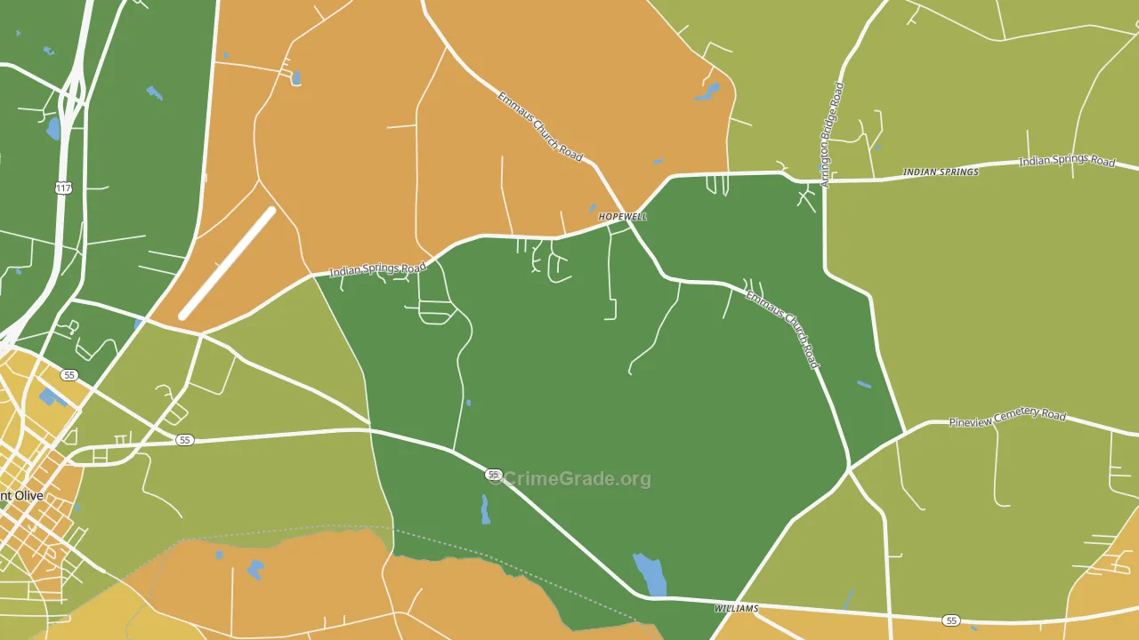 Hopewell, NC Map of Robbery Rates