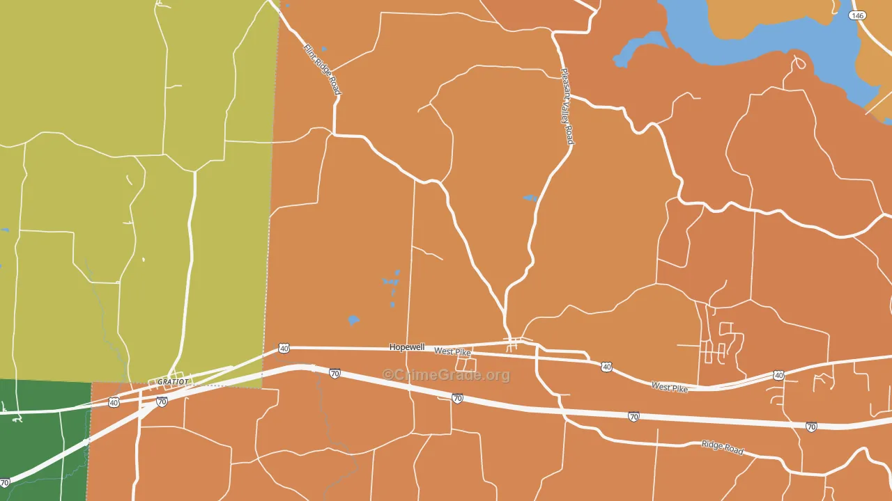 Hopewell, OH Map of Robbery Rates