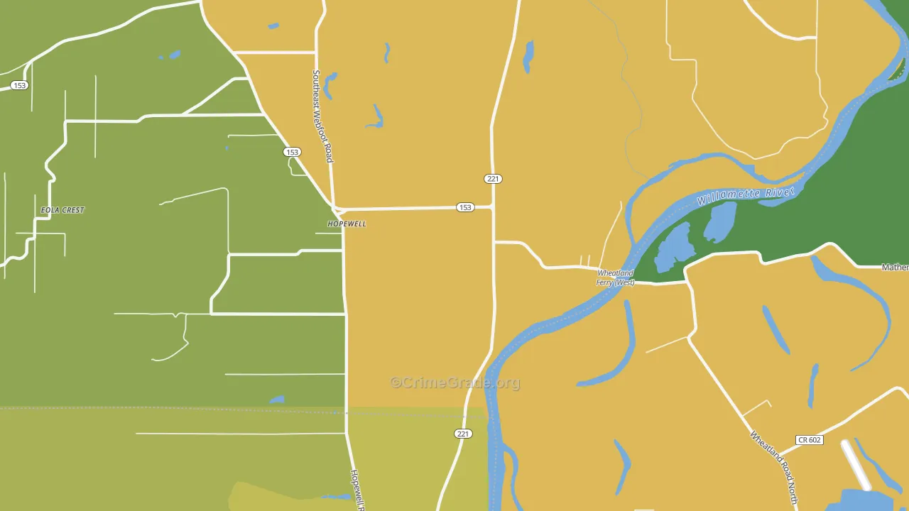 Hopewell, OR Map of Robbery Rates
