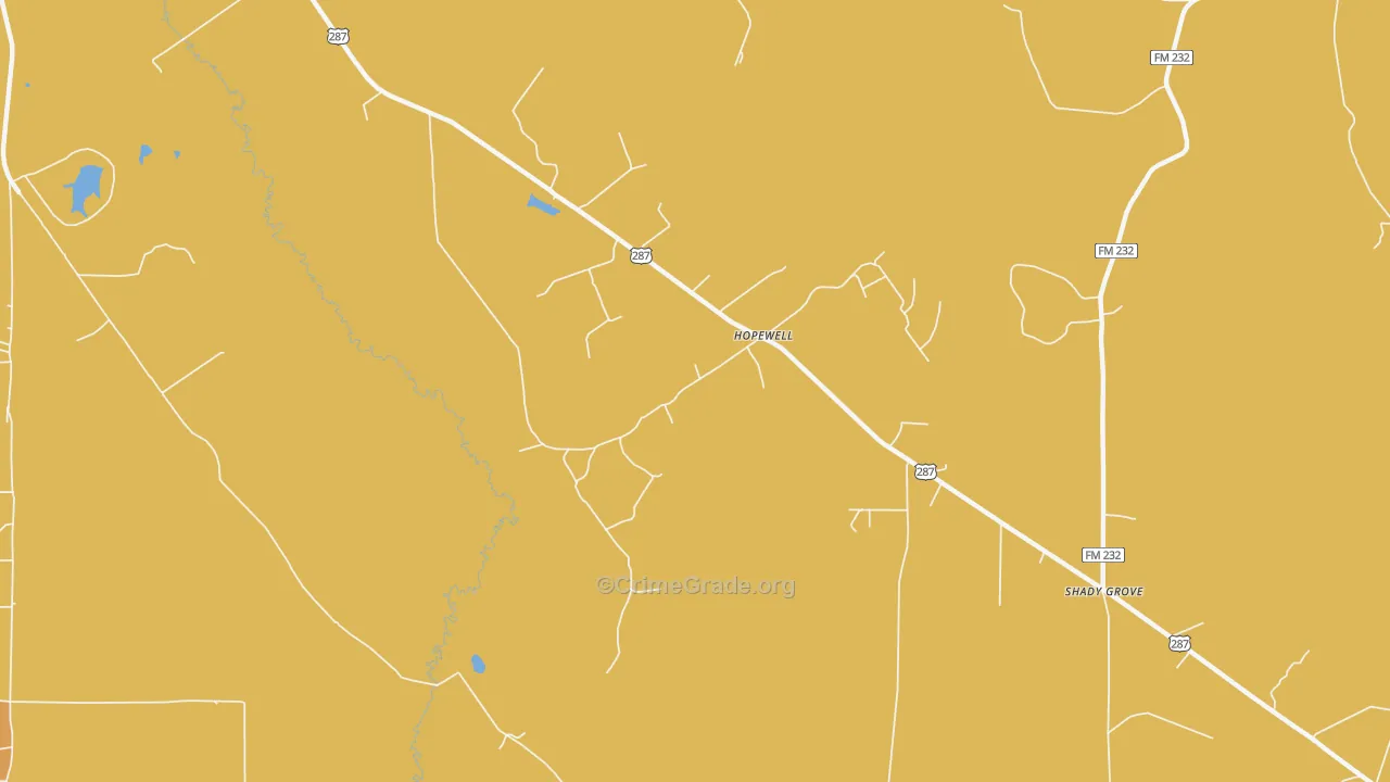 Hopewell, TX Map of Robbery Rates
