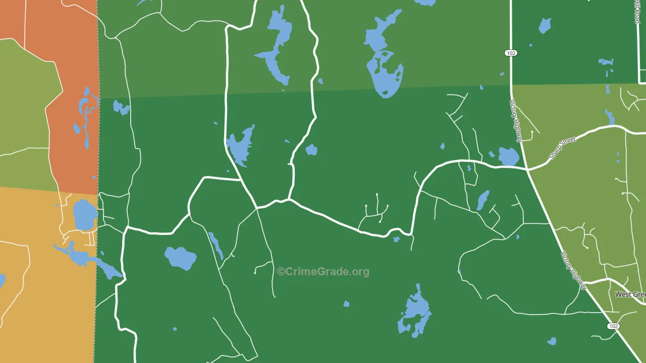 Hopkins Hollow, RI Map of Robbery Rates