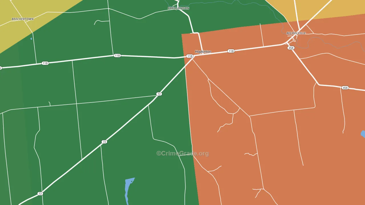 Hopkinton, NY Map of Robbery Rates