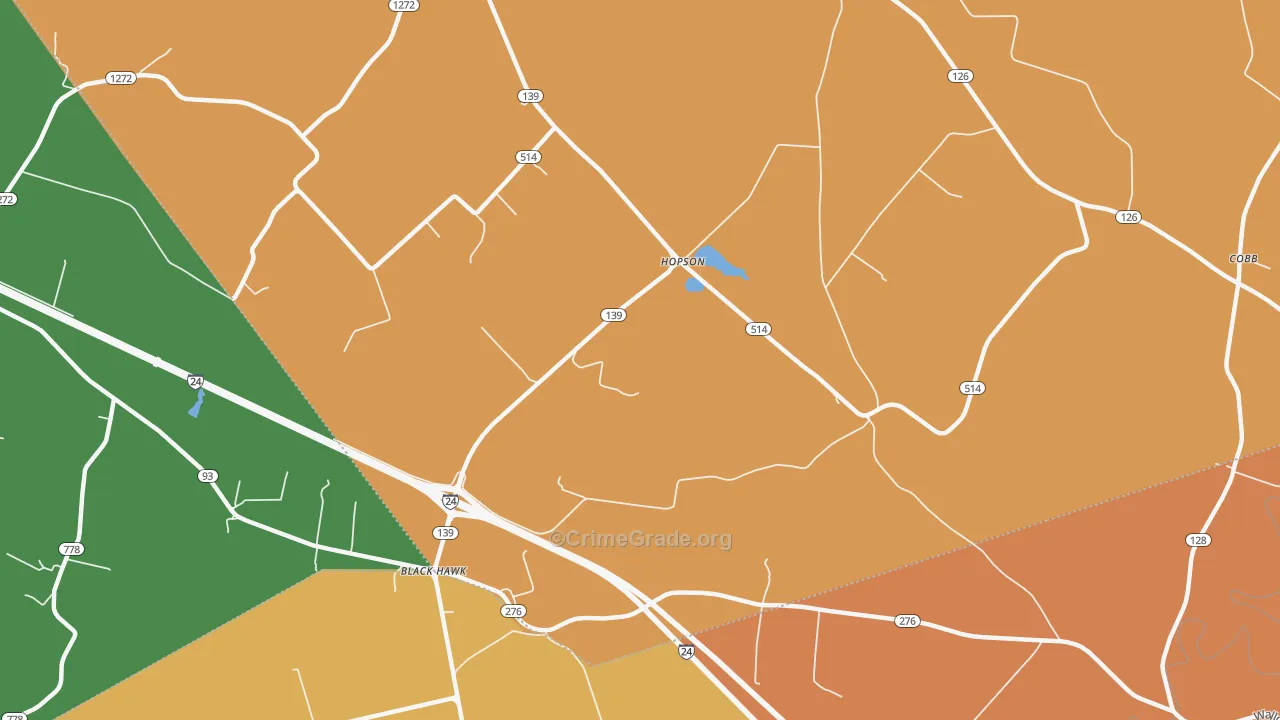 Hopson, KY Map of Robbery Rates