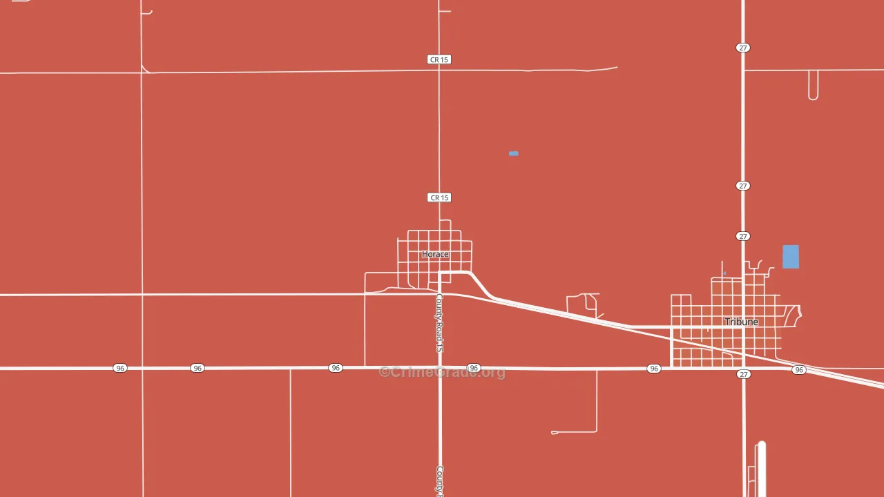 Horace, KS Map of Robbery Rates