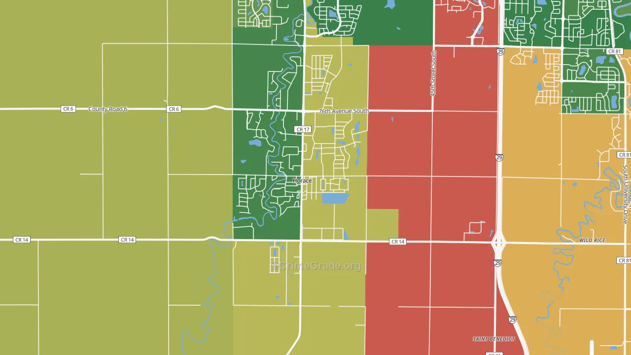 Horace, ND Map of Robbery Rates