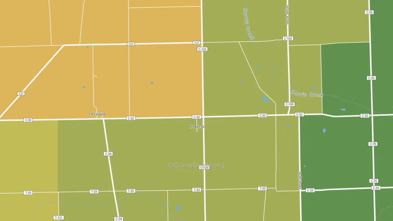 Horatio, OH Map of Robbery Rates