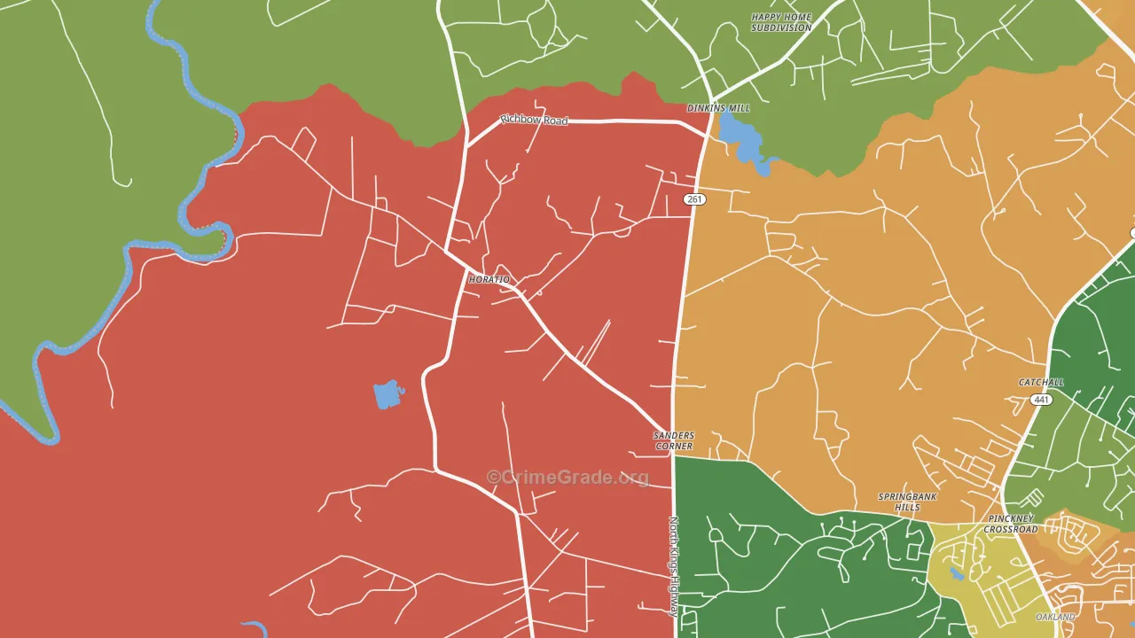 Horatio, SC Map of Robbery Rates