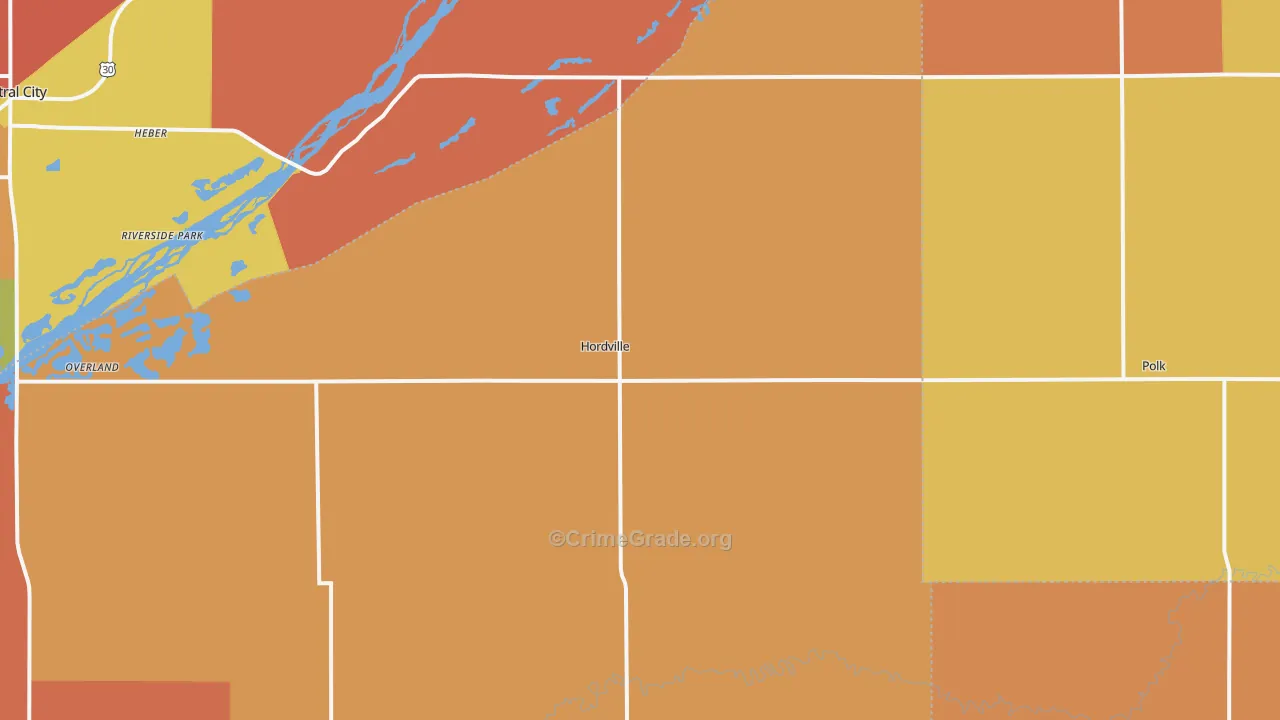 Hordville, NE Map of Robbery Rates